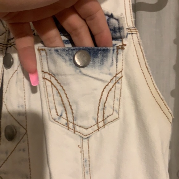 Boho Light Wash Ripped Frayed Denim Vest Jacket Juicy Couture Vintage Pin - Picture 4 of 9